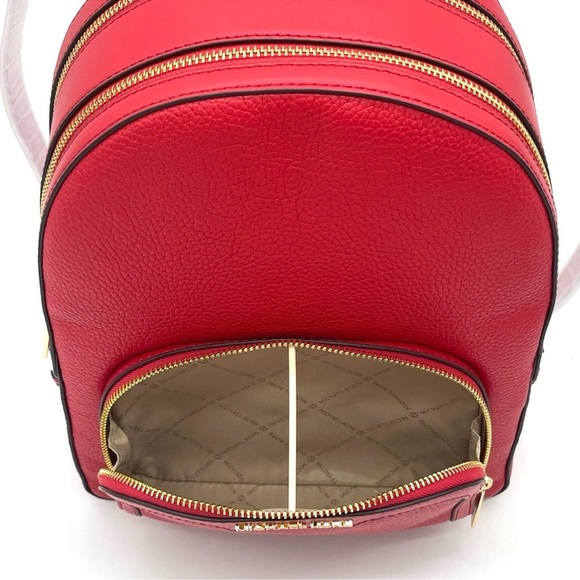 Michael Kors Jaycee Medium Backpack & Double Zip Wallet Wristlet Red/Gold